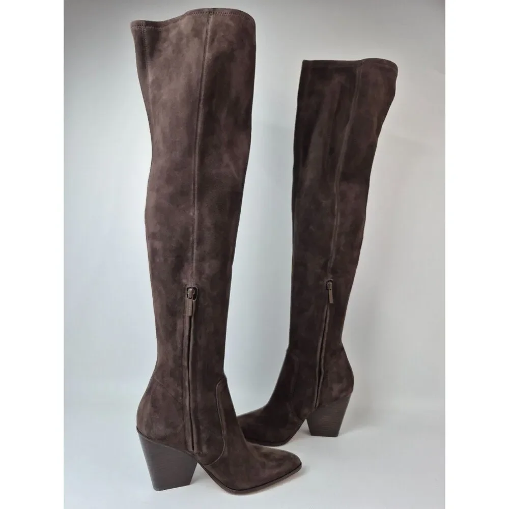 Veronica Beard Brown Suede Over-the-Knee Boots